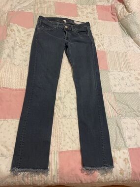 rag & bone Women's Dark Gray Straight-Leg Jeans with Frayed Hem